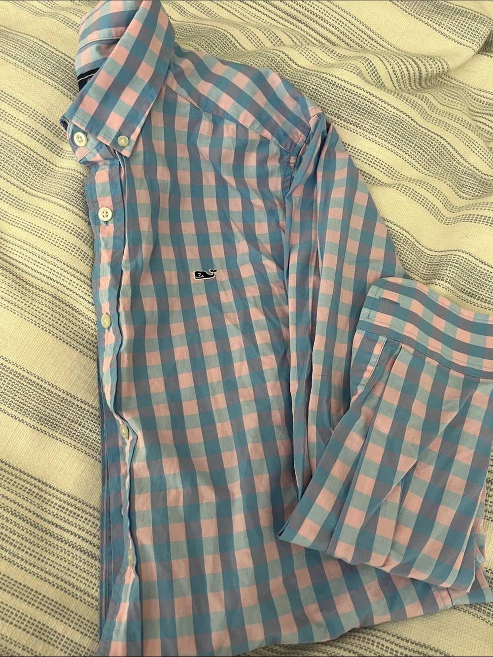 Vineyard Vines Pink and Blue Gingham Button-Down Whale Shirt - Picture 3 of 3